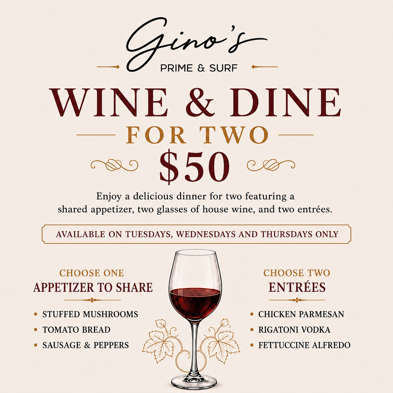 Ginos Prime Dinner For 2 square